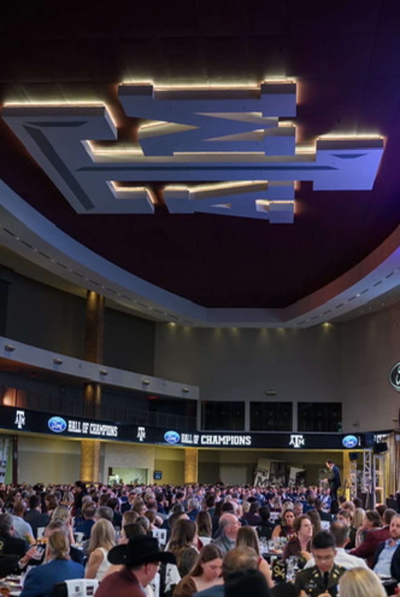 A crowd of 1,100 at the Aggie 100 in the Hall of Champions at Kyle Field